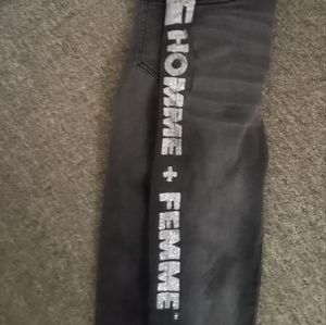 Homme and Femme LA gray and silver logo jeans size 26